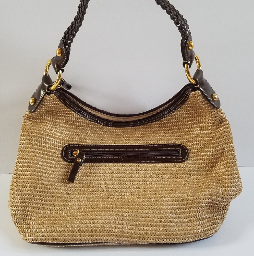Giani Bernini Straw Brown Braided Strap Handbag